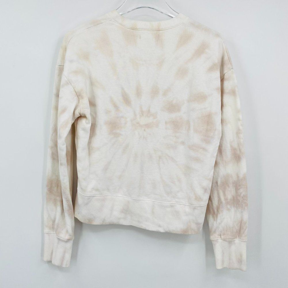 Madewell Size Small White & Cream Tie Dye Cropped Long Sleeve Sweatshirt Top - Picture 8 of 9